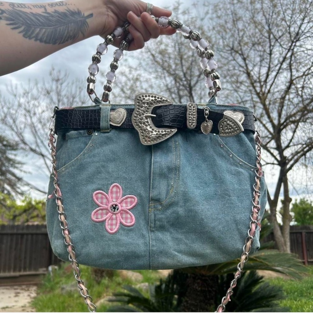 Vintage y2k 2000s
Handmade Denim Shorts Purse - One-of-a-Kind
Upcycled Bag